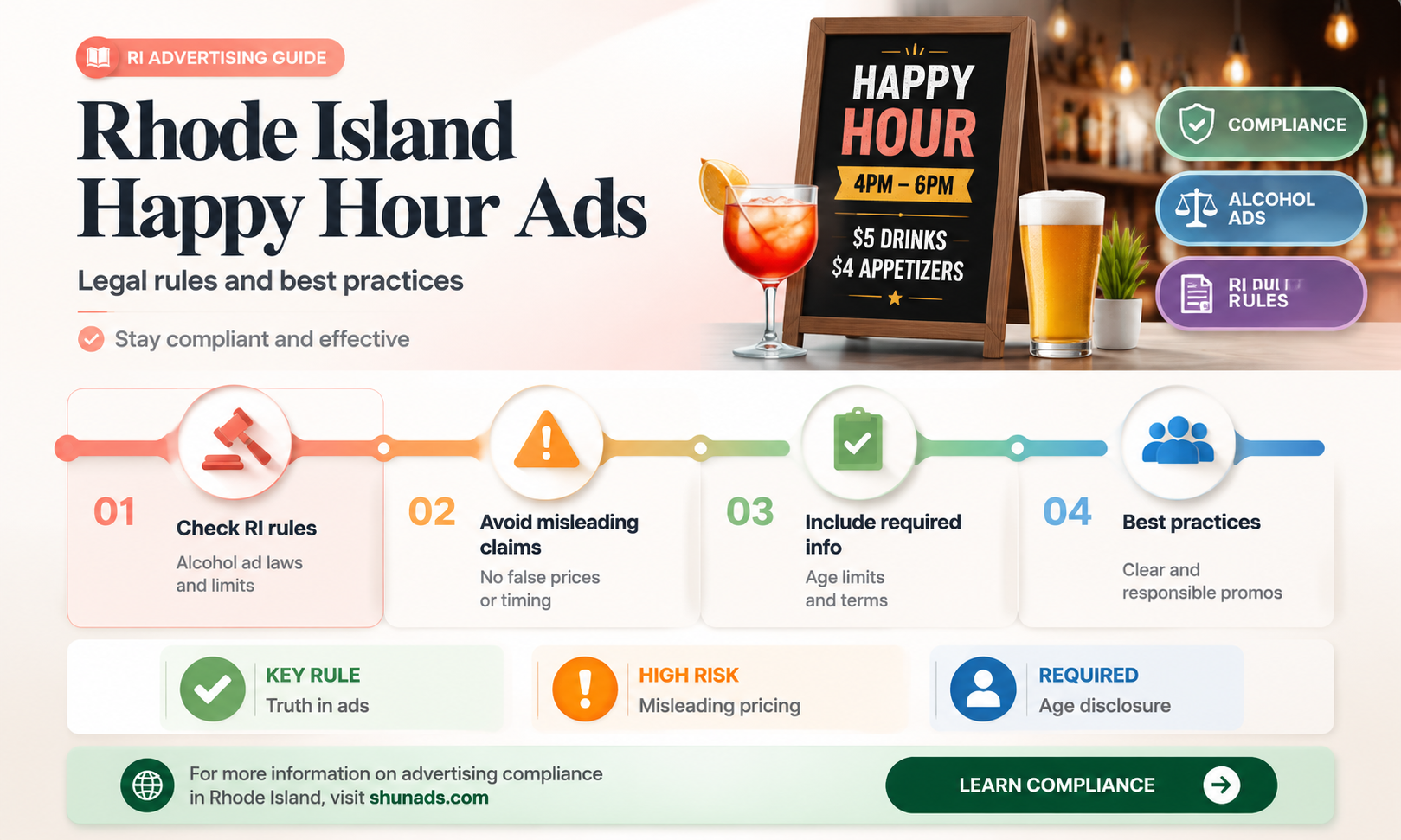 can we advertise happy hours in rhode island