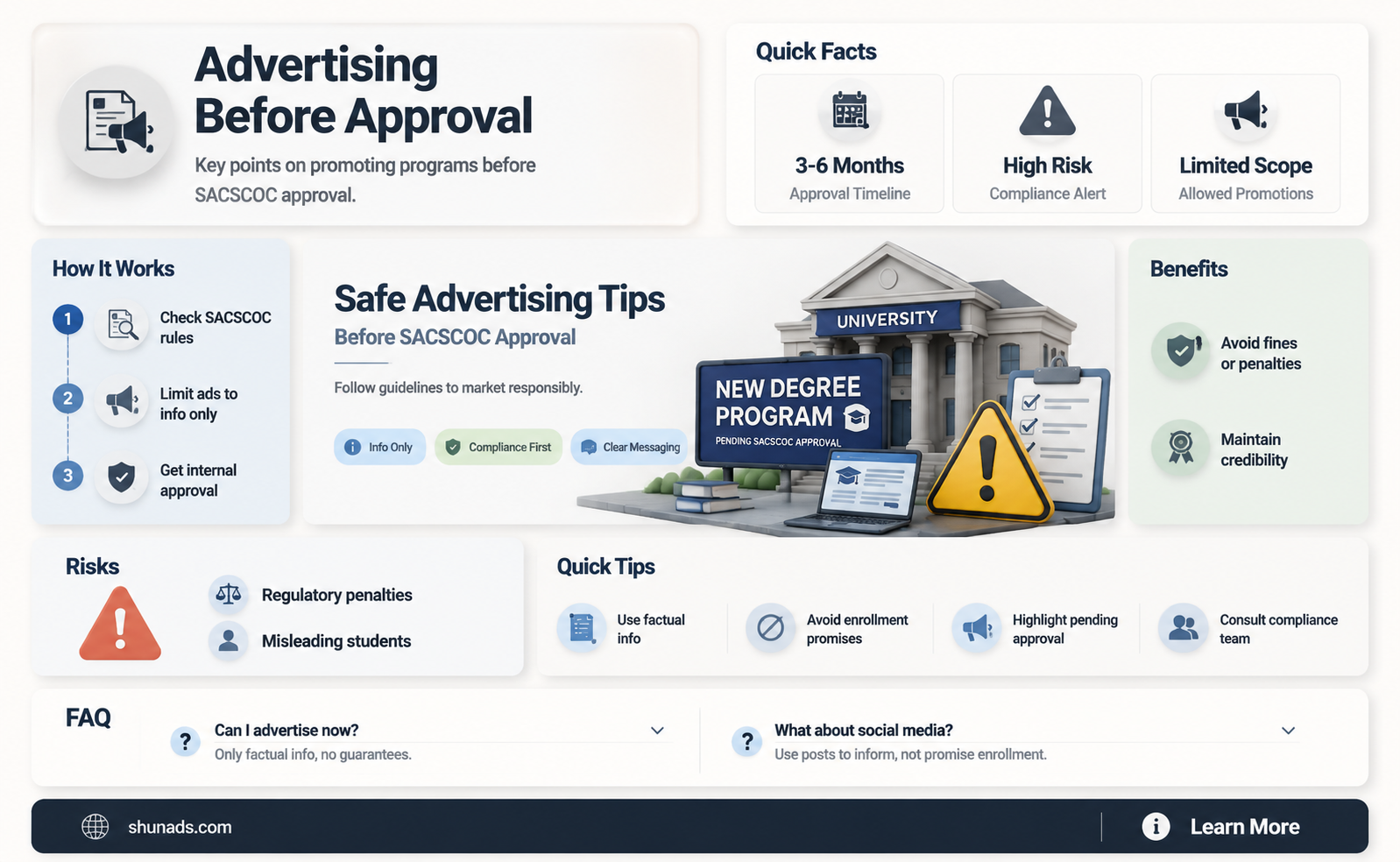can a program be advertised prior to sacscoc approval