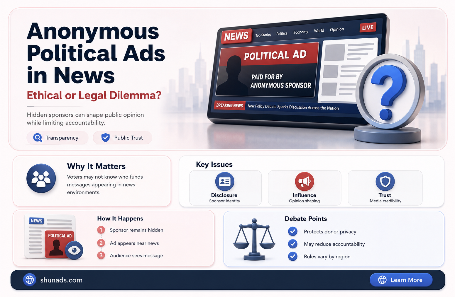 can the news publish anonymous political advertisements