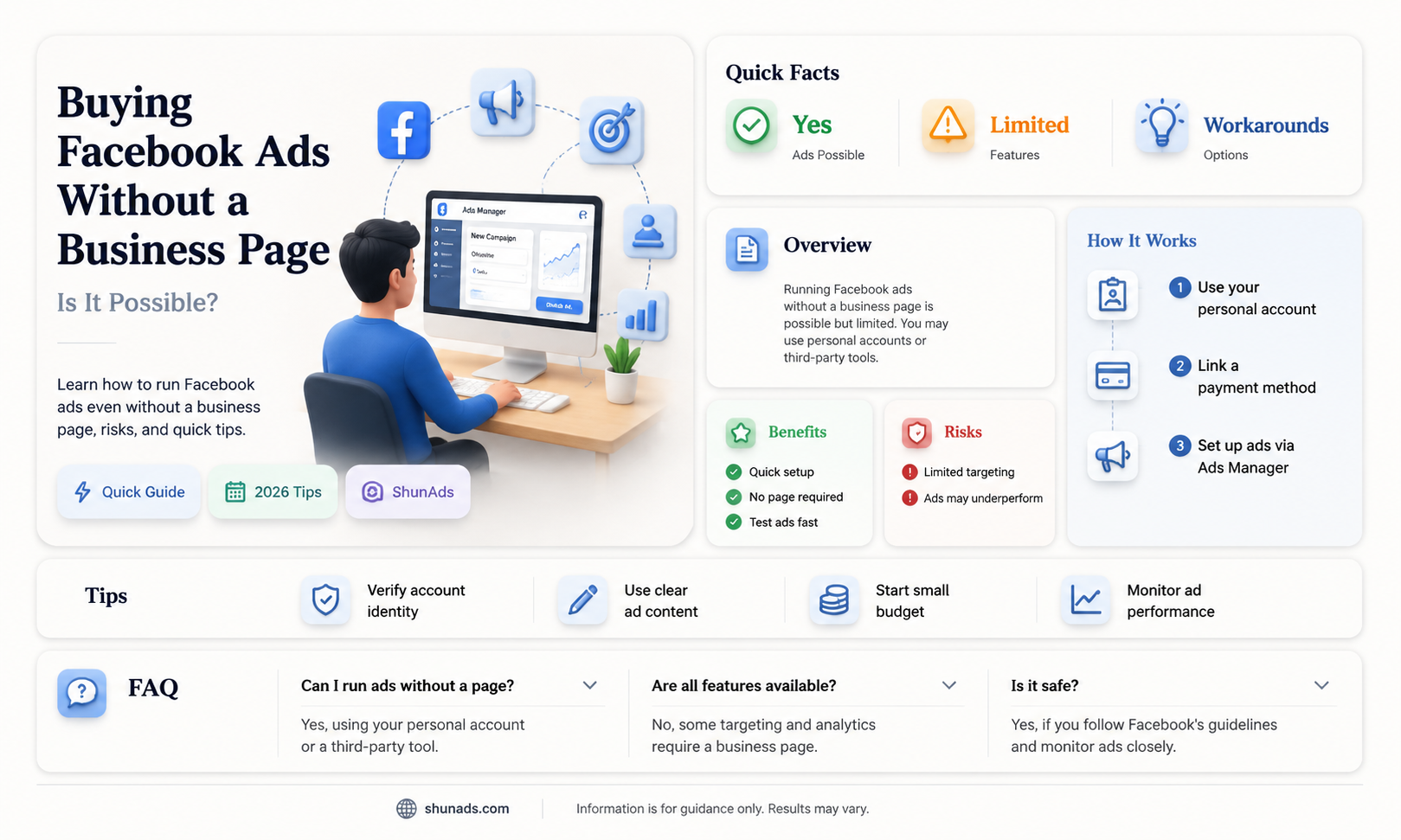 can i buy facebook advertising without a business page