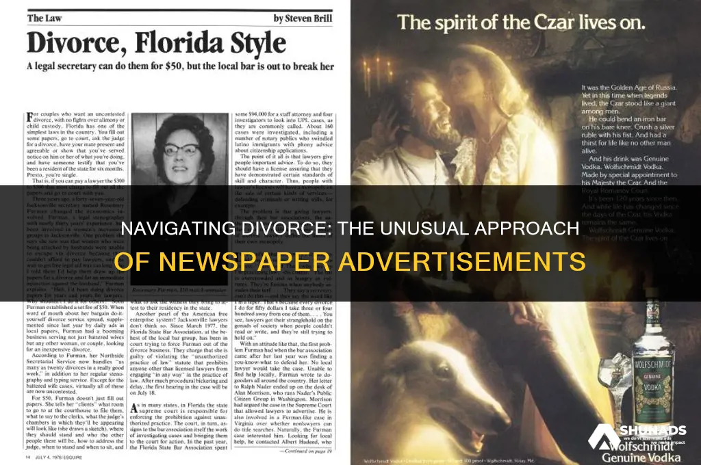 can divorce husband by advertising in newspaper