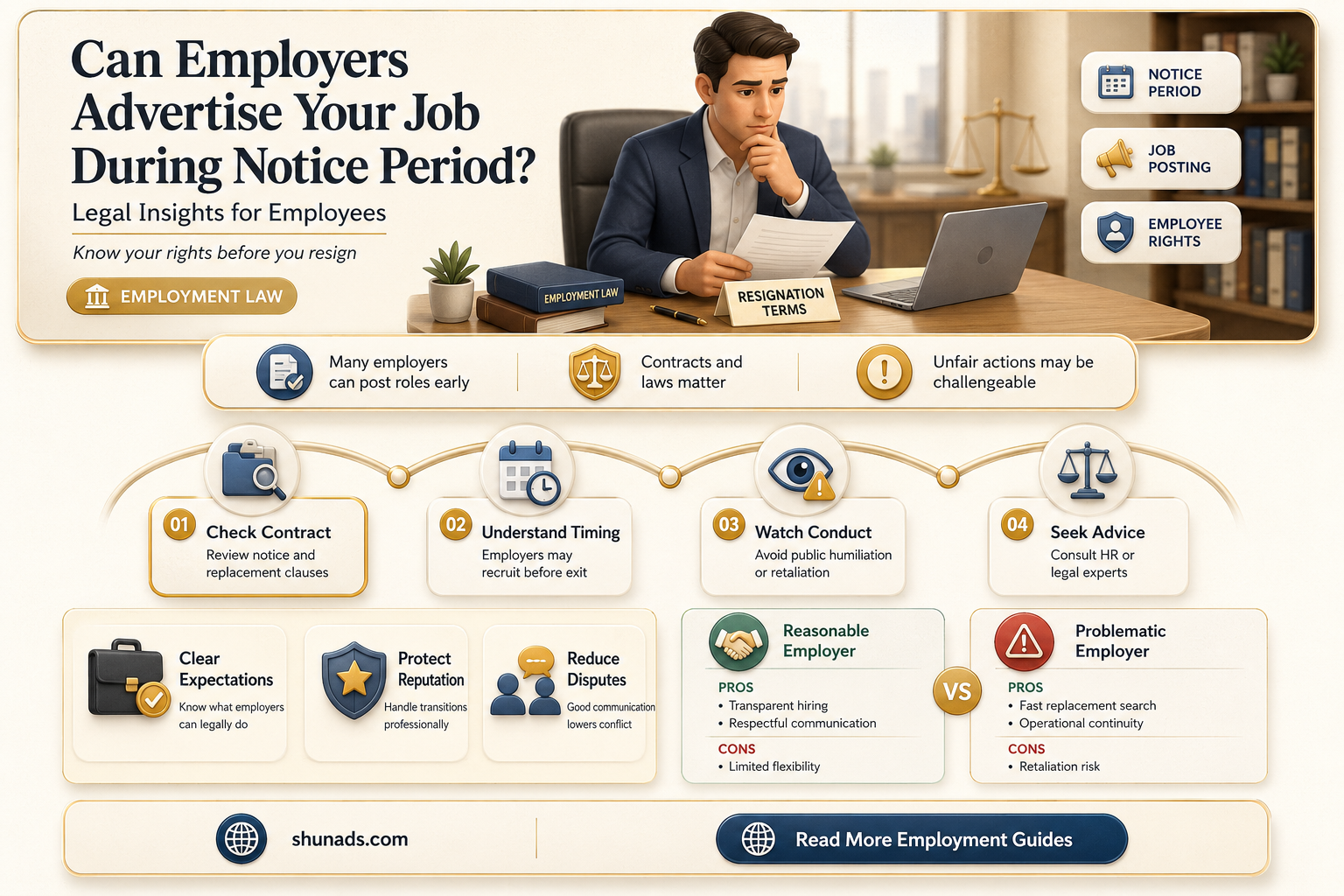 can my employer advertise my job during my notice period