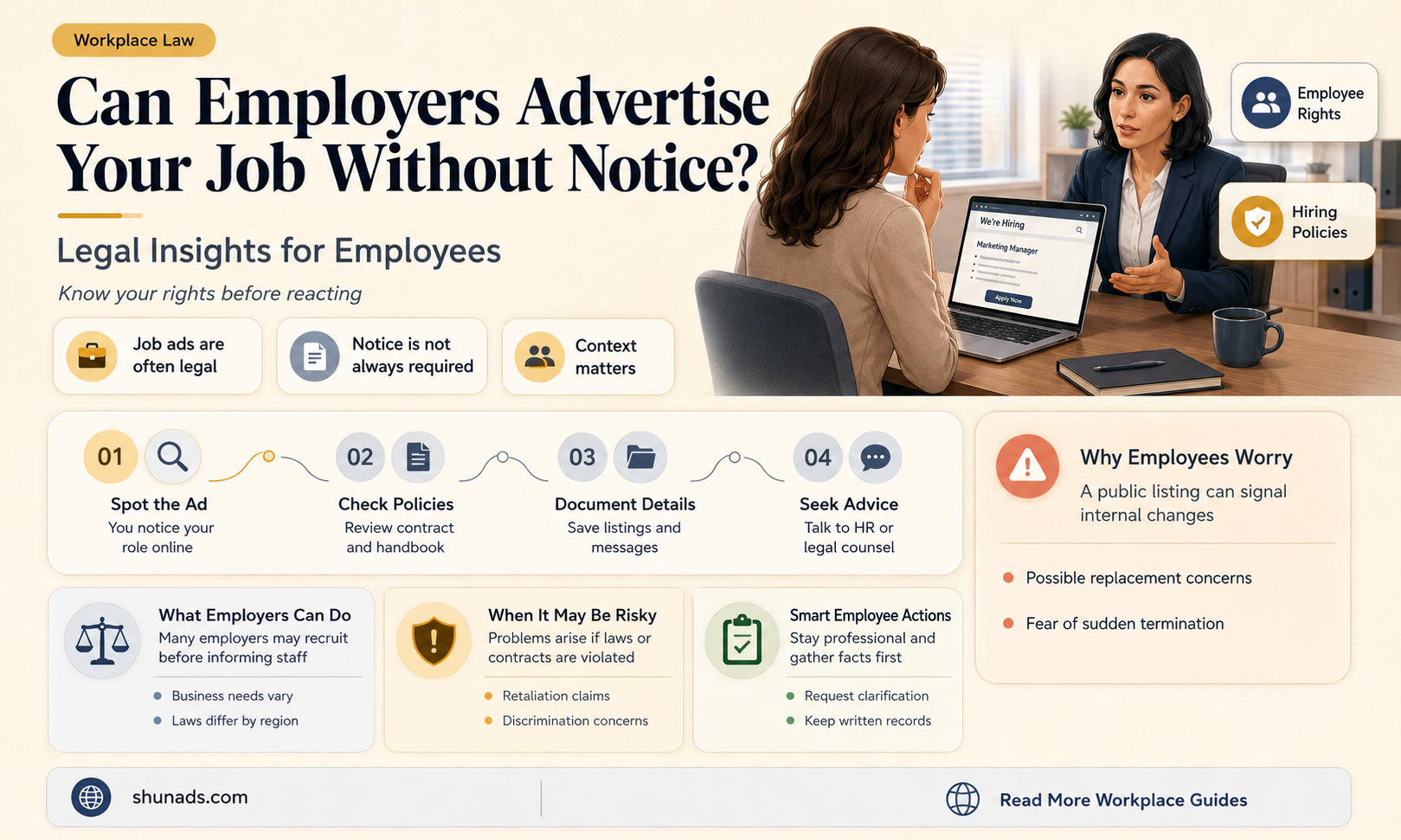 can my employer advertise my job without telling me