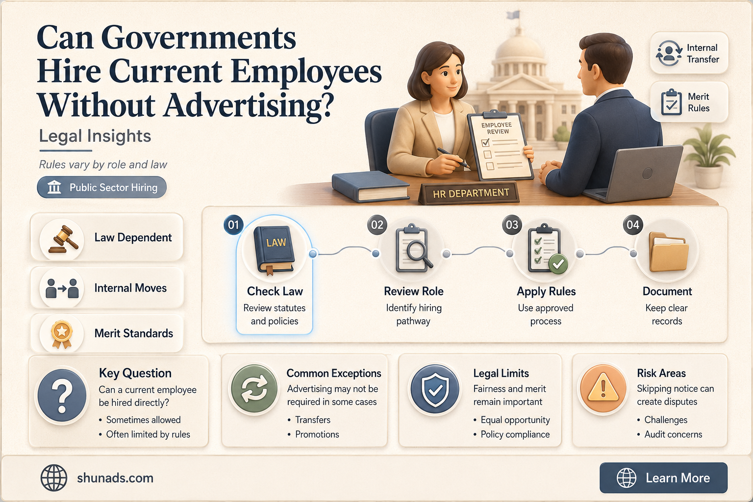 can the governent hire current employees without advertising