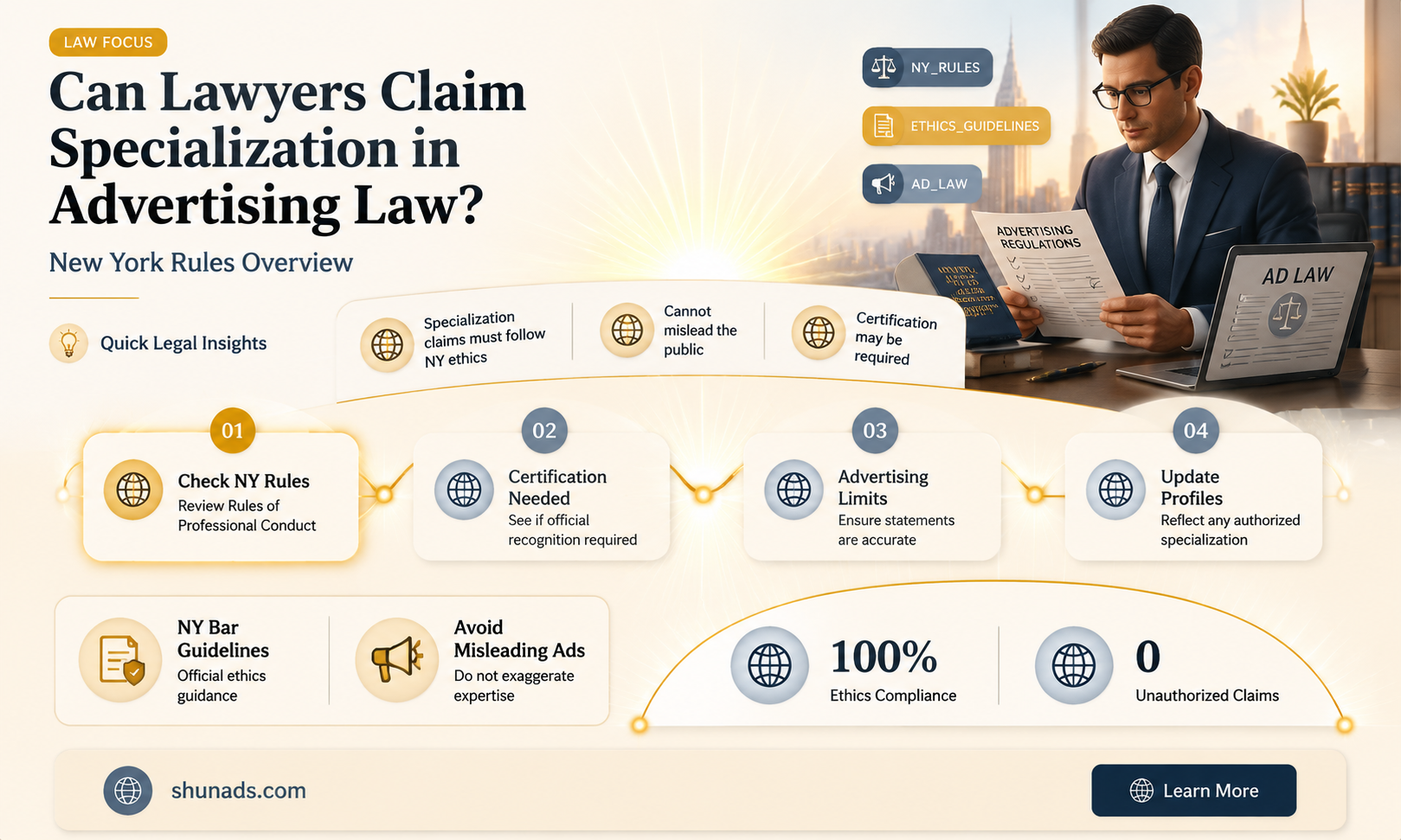 can lawyer say specializing in advertising new york