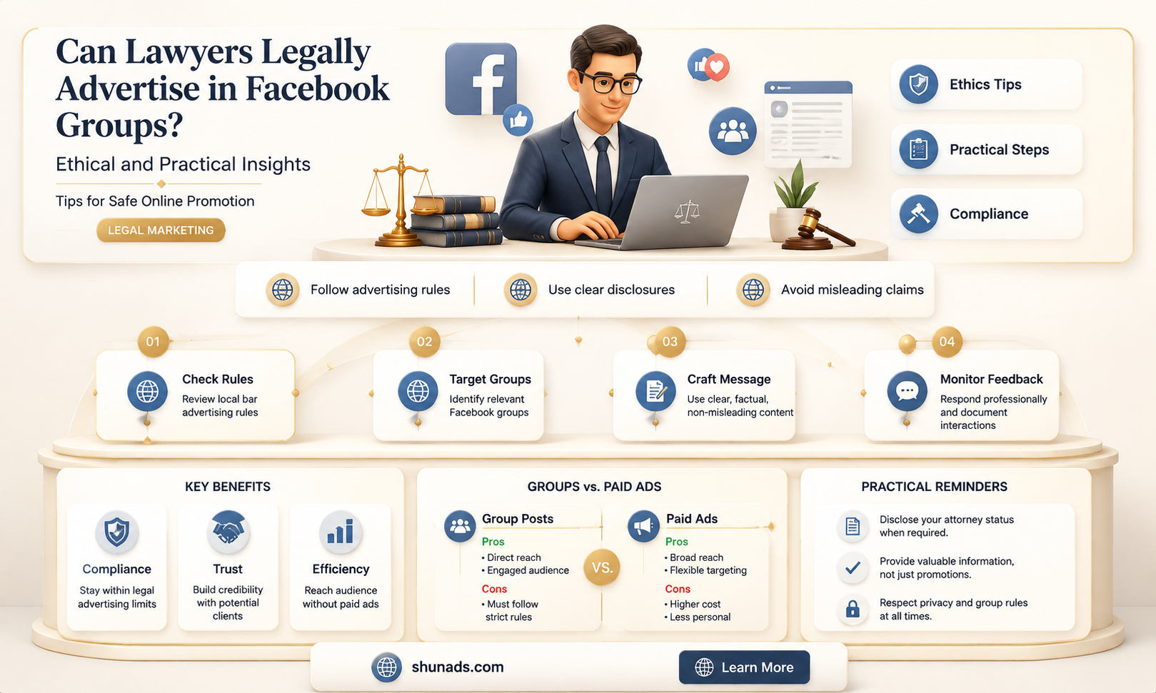 can lawyers advertise in facebook groups