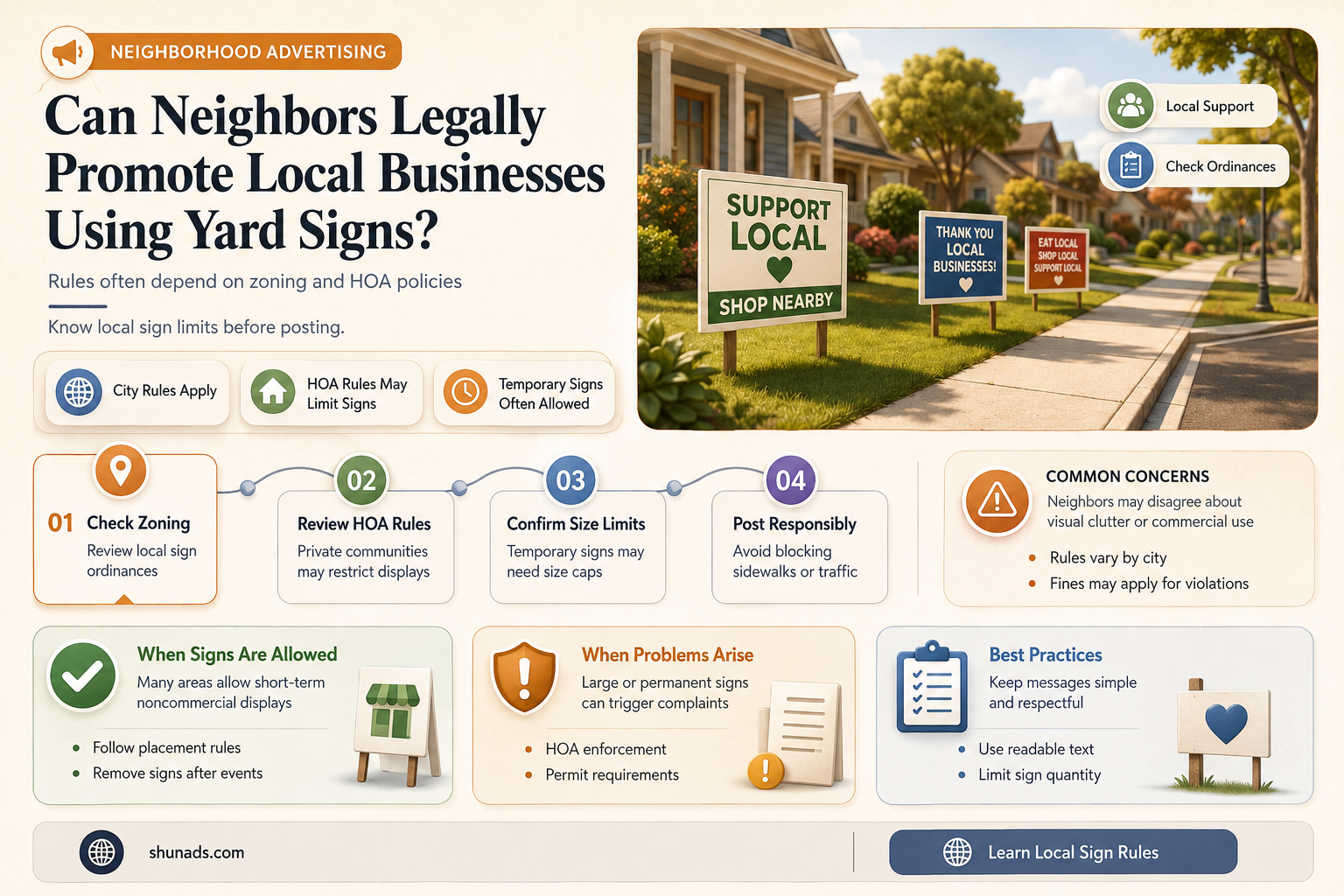 can neighbors advertise the business with yard signs