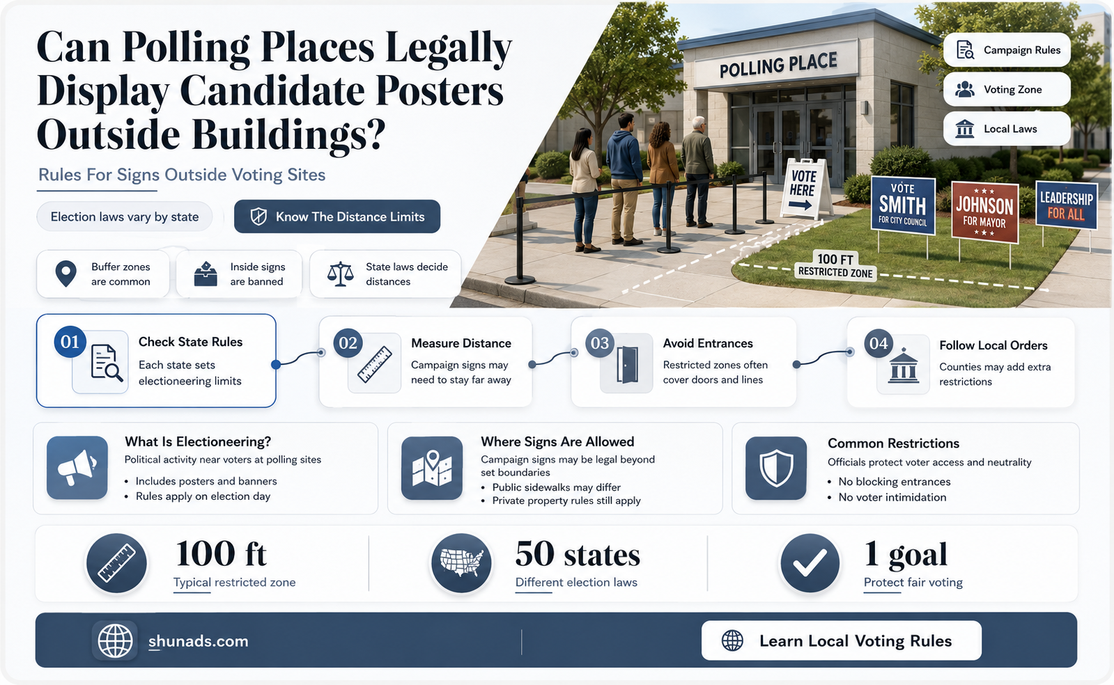 can polling place advertise outside building with canidate poster
