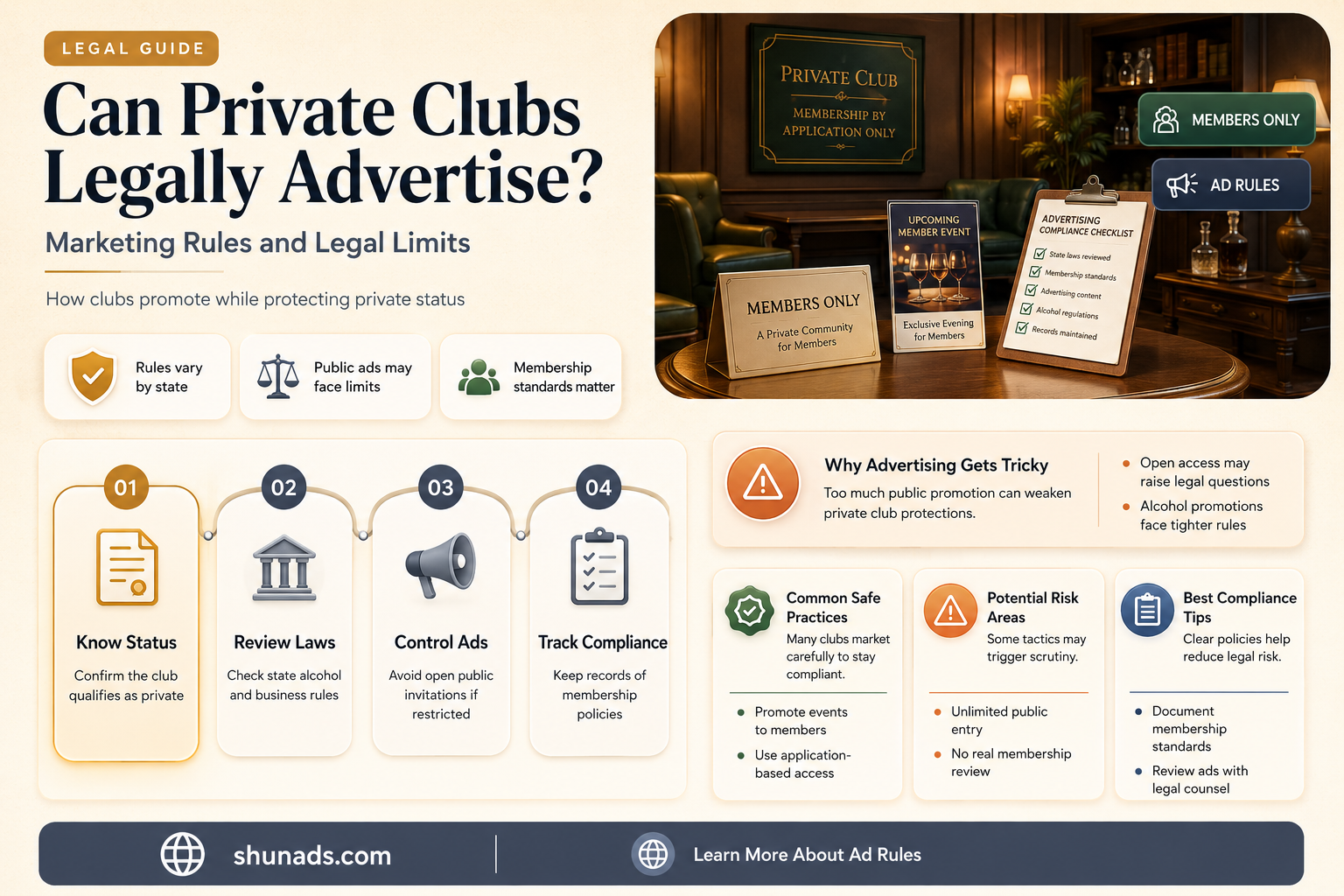 can private clubs advertise