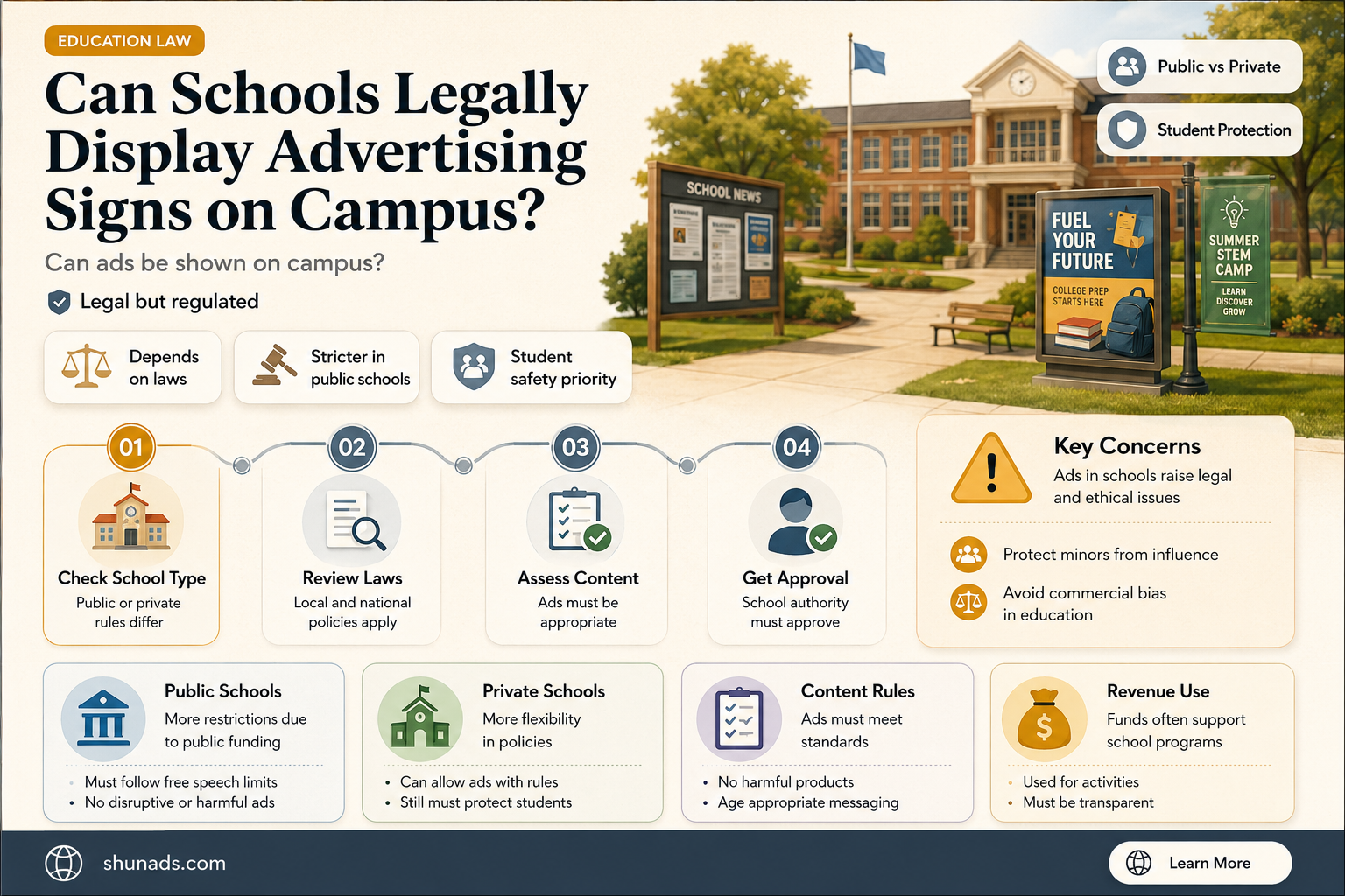 can schools hang signs for advertising