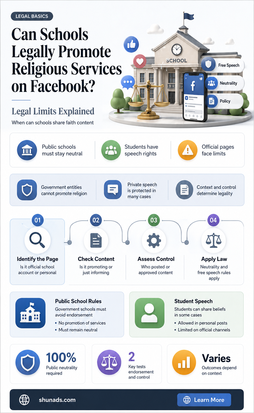 can school advertise religious services on facebook