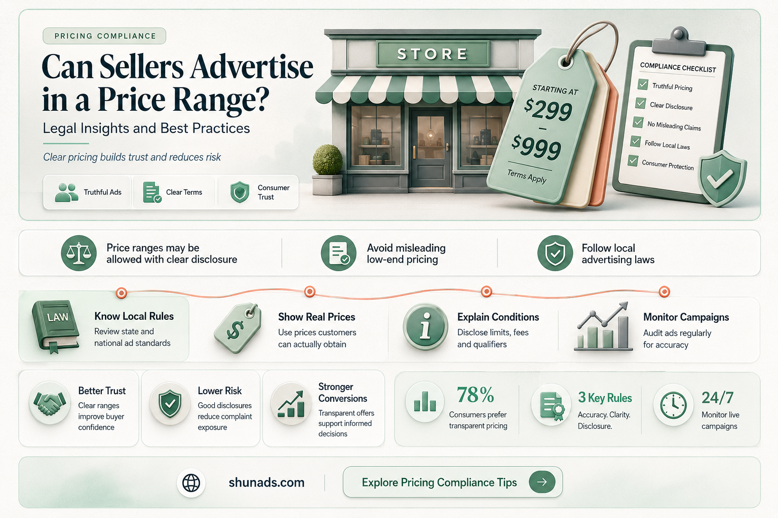 can sellers advertise in a price range