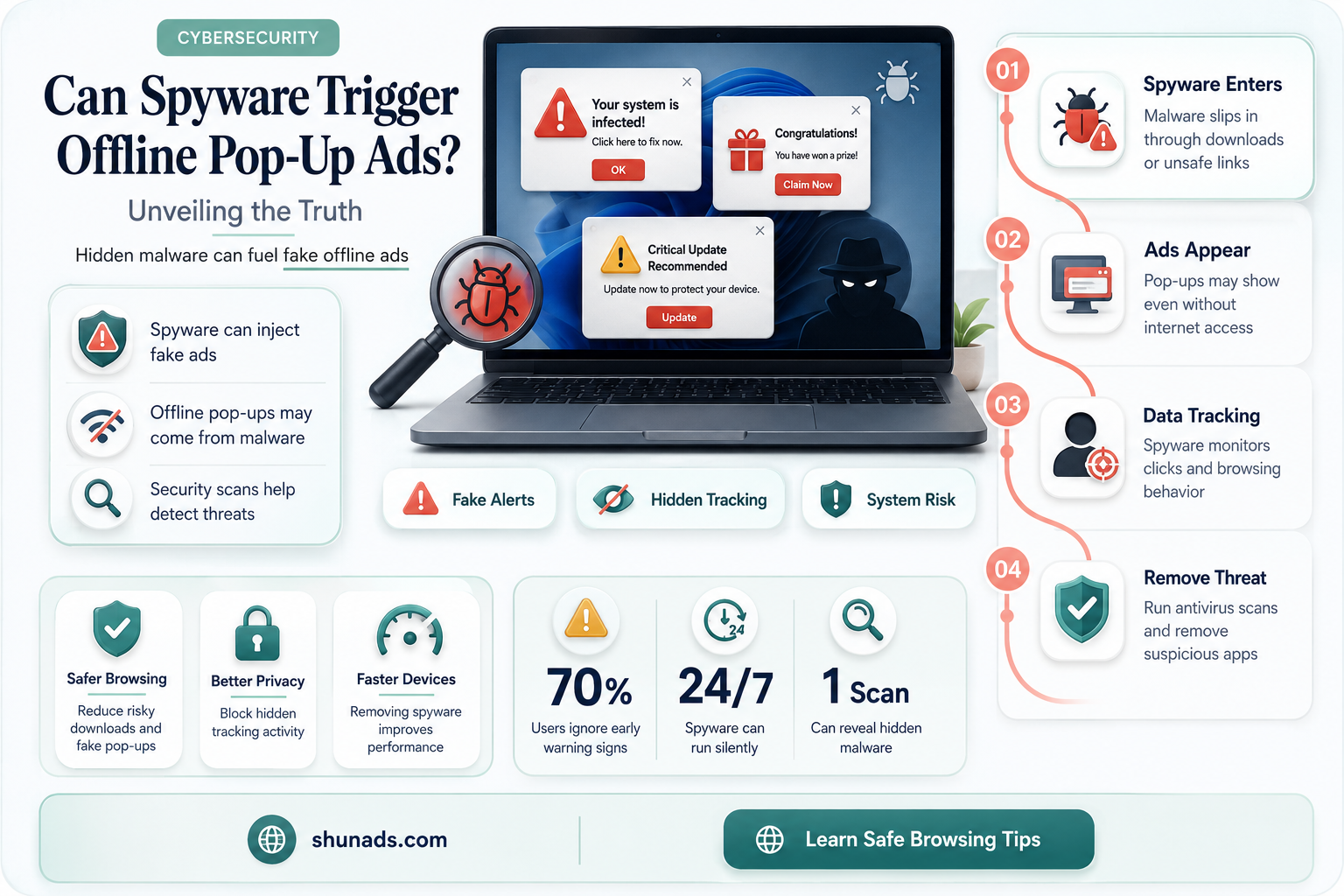 can spyware result in pop-up advertisement appearing when offline