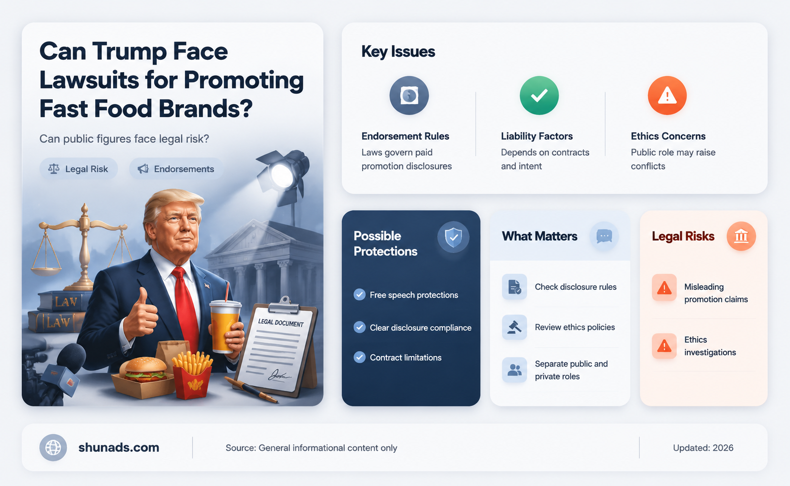 can trump be sued for advertising for fast food chains