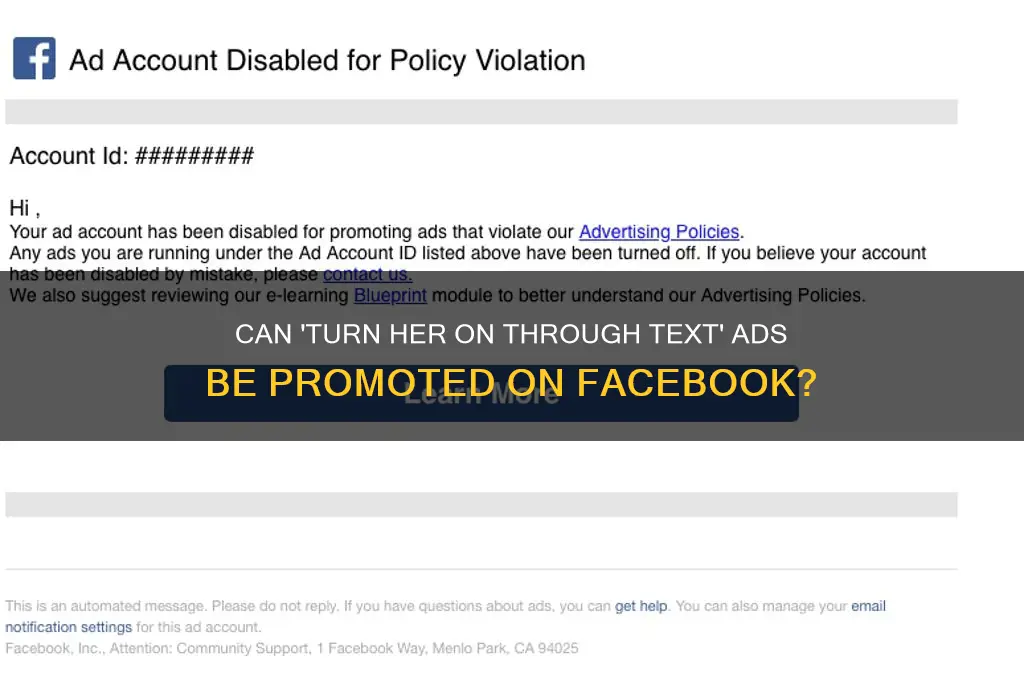 can turn her on through text be advertised on facebook