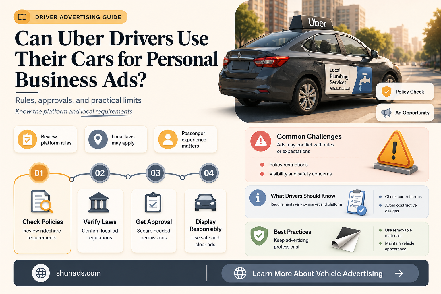 can uber drivers advertise their own business on their cars