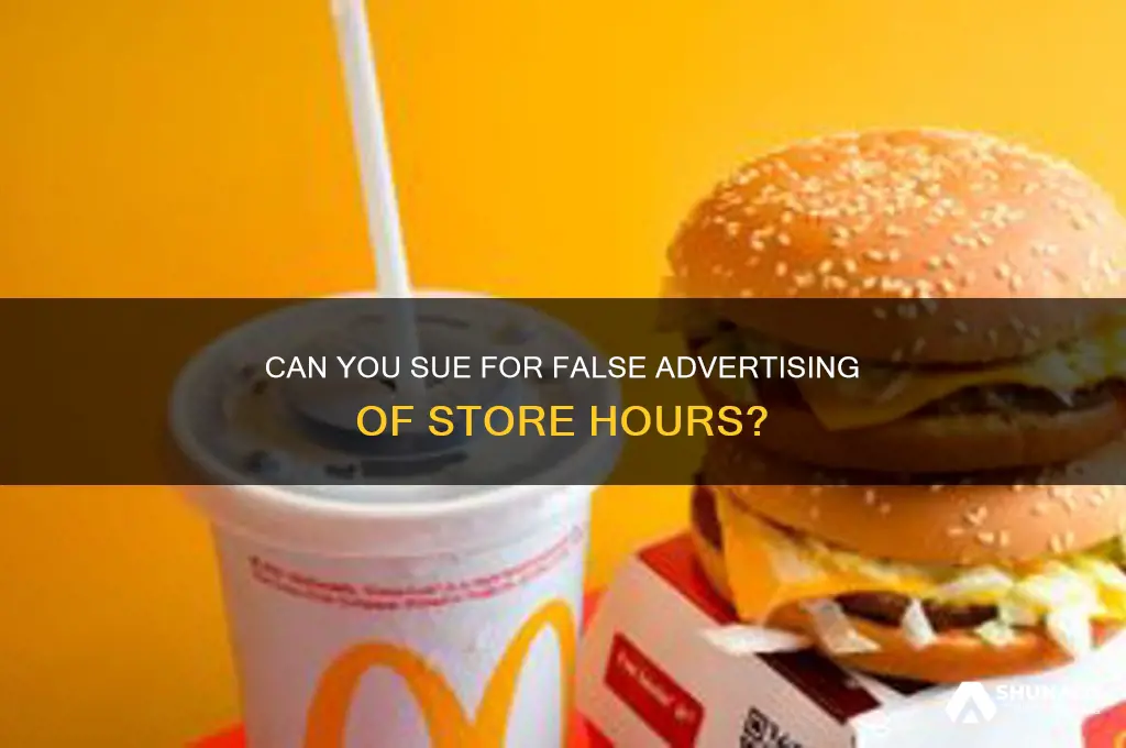 can yiu sue for false advertising of store hours
