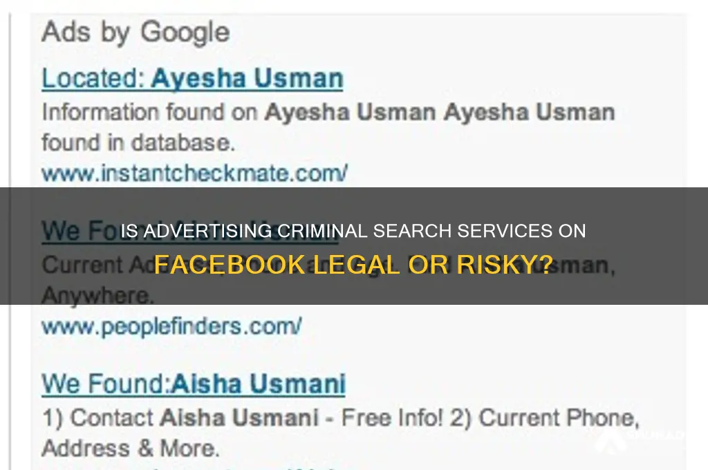 can you advertise criminal search on facebook