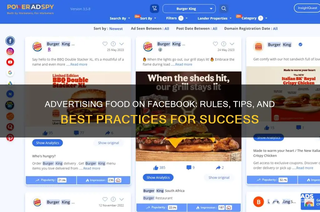 can you advertise food on facebook