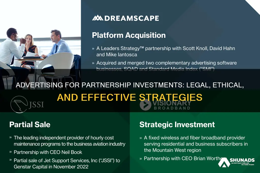 can you advertise for people to invest in partnership