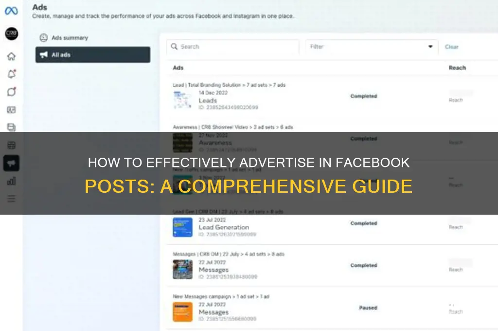 can you advertise in posts on facebook