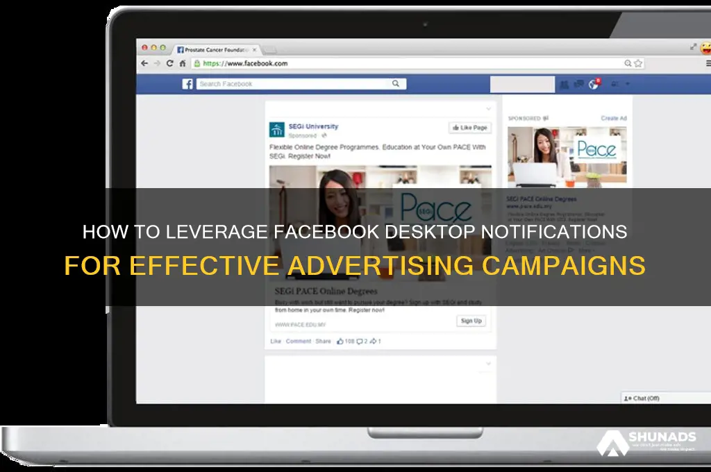 can you advertise on facebook dekstop notifications