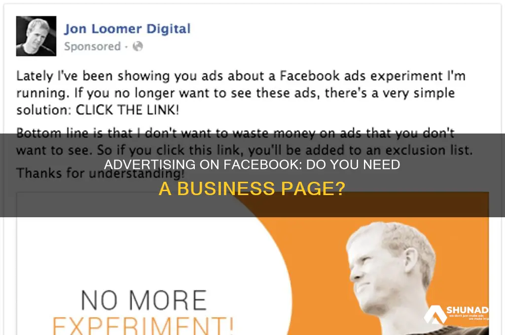 can you advertise on facebook without a business page