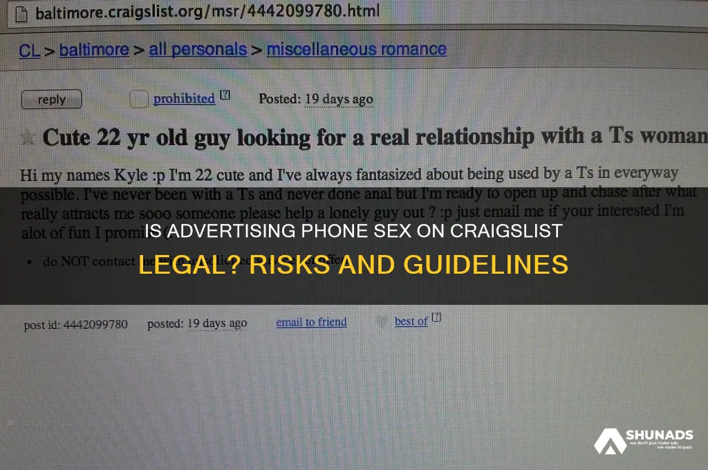 can you advertise phone sex on craigslist