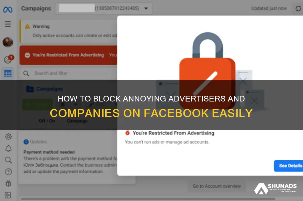 can you block advertisers or companies on facebook