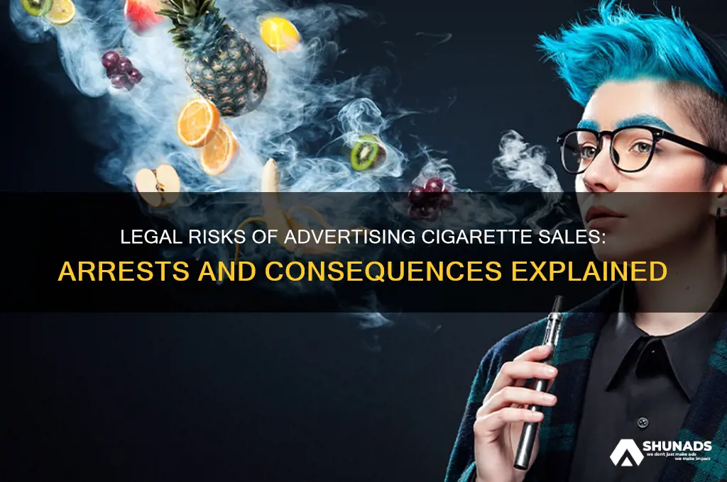 can you get arrested for advertising selling cigarettes