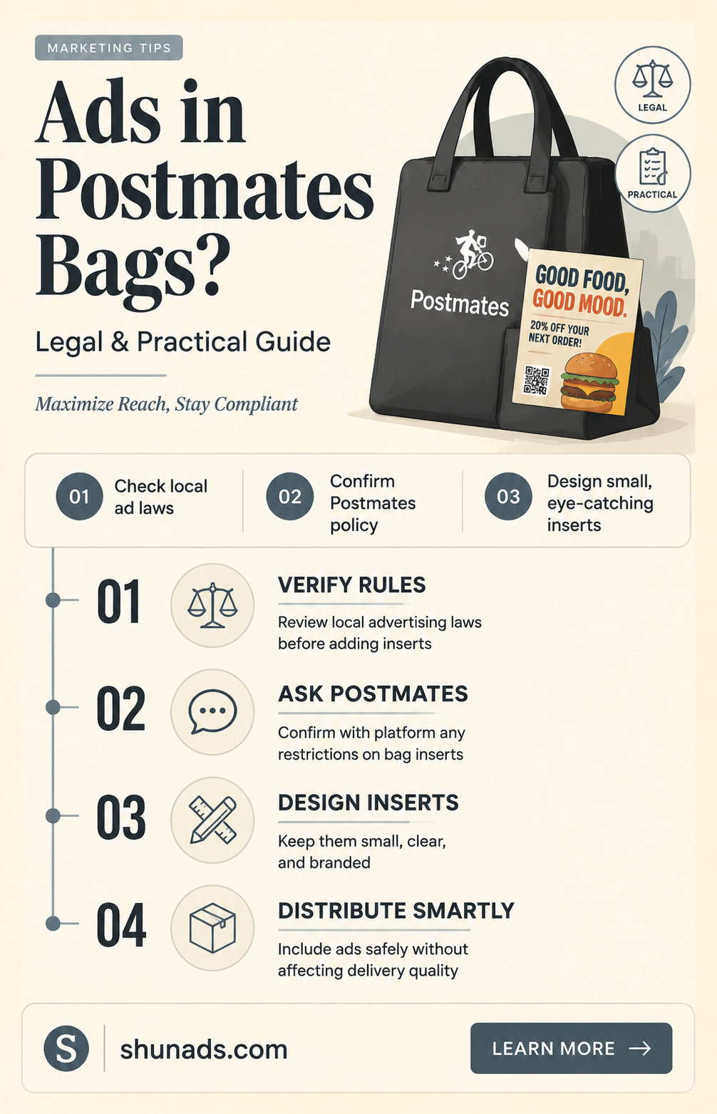 can i put advertising inside bag of postmates