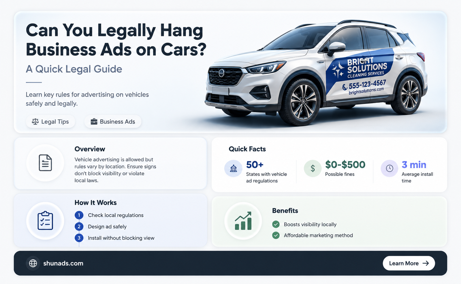 can i hang my business advertisement on cars