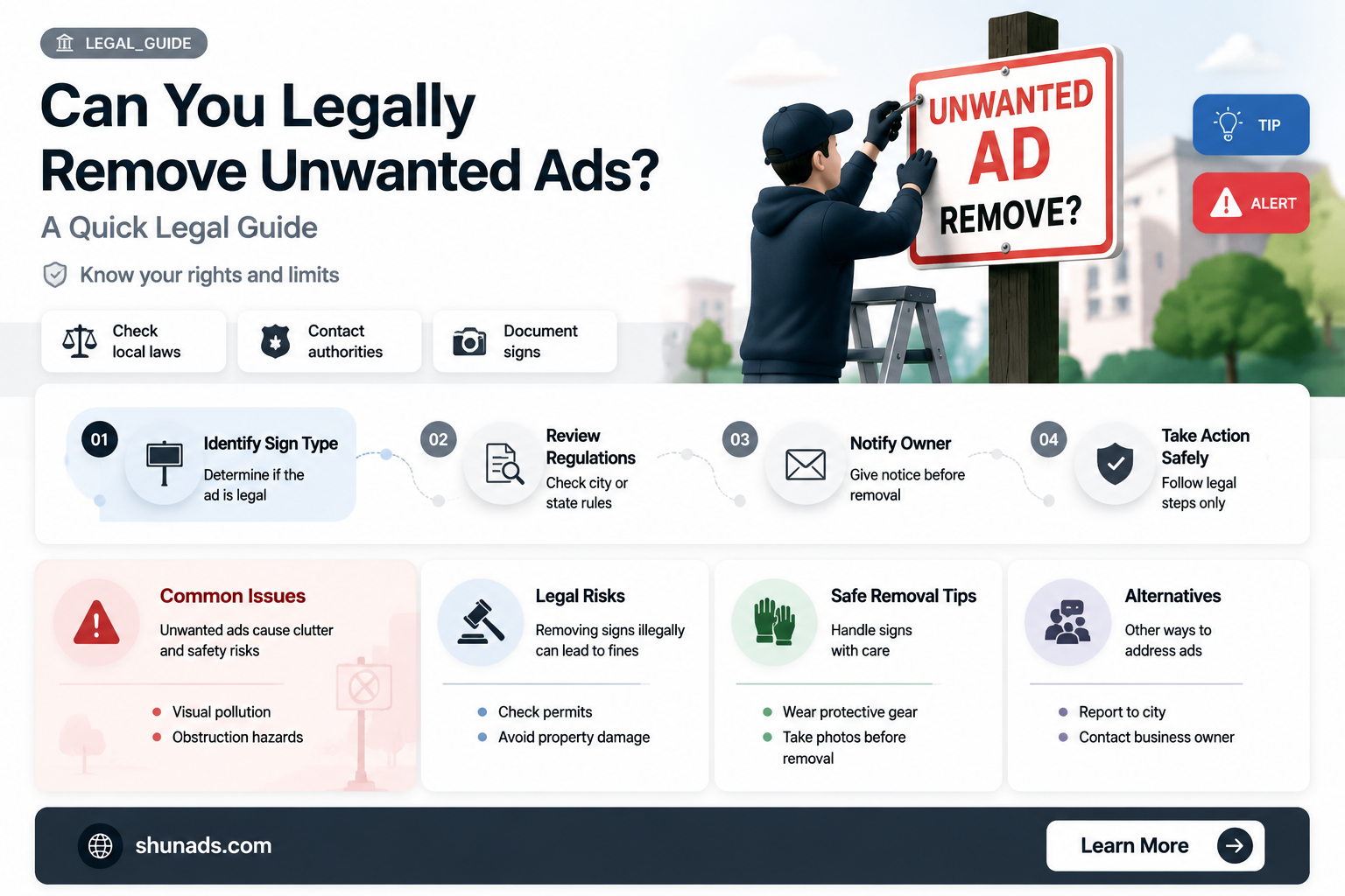 can i take down taking advertising signs