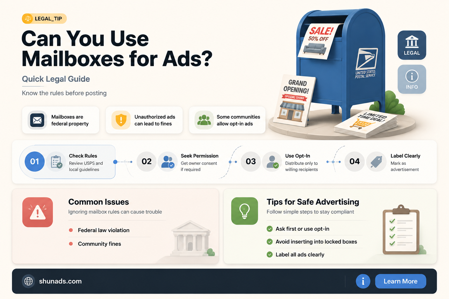 can i open a mail box to put an advertisement