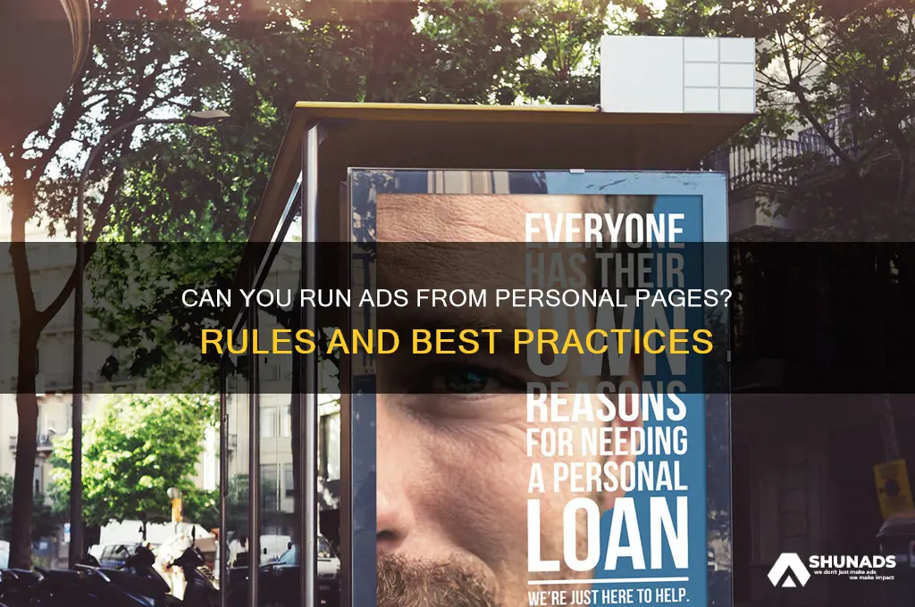 can you run an advertisement from a personal page