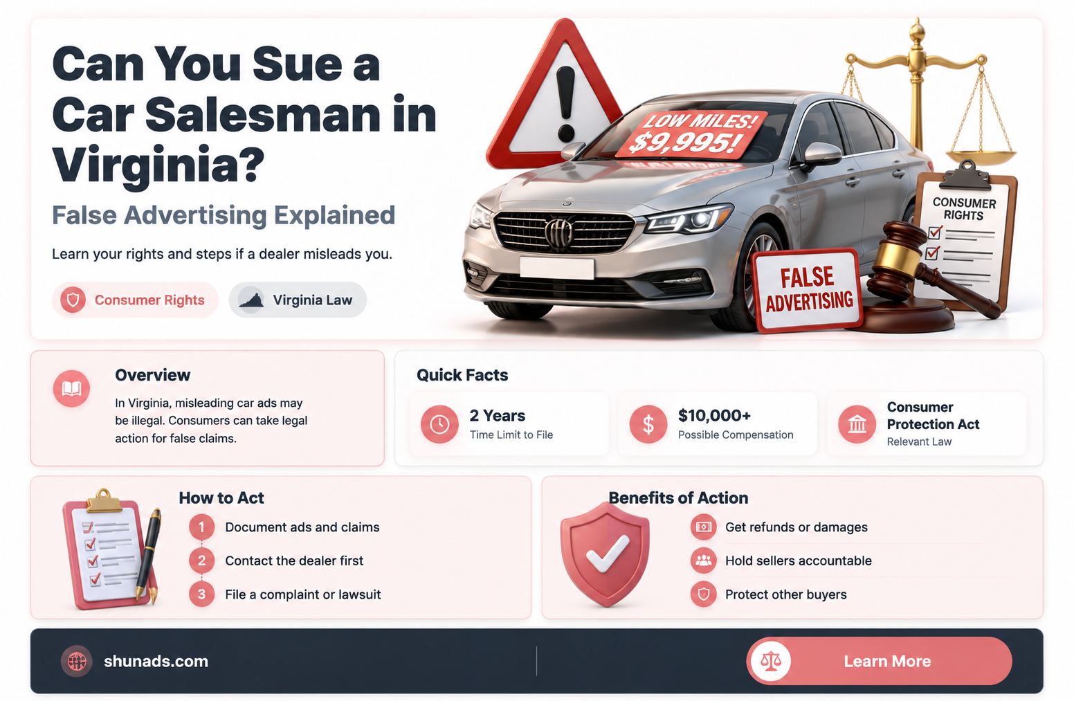 can i sue car salesman for false advertisement in virginia