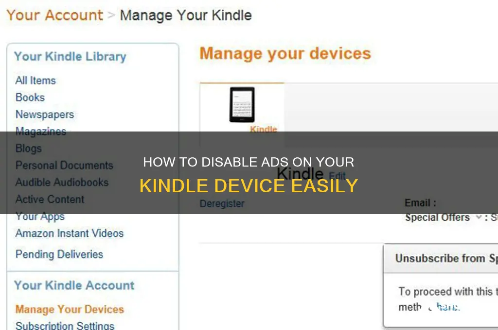 can you turn off advertising kindle
