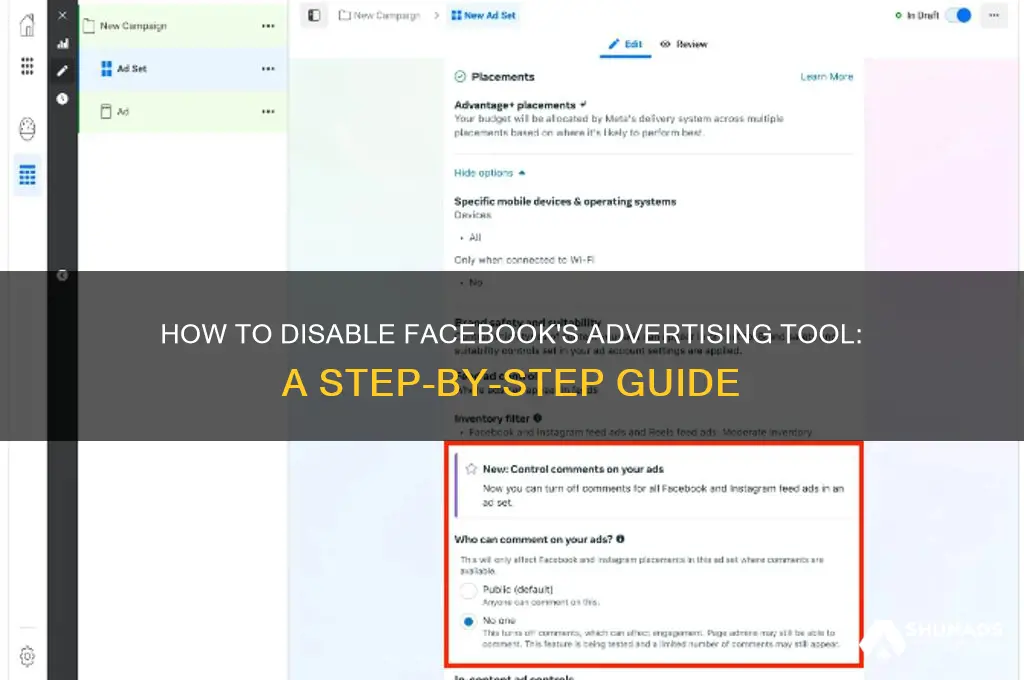 can you turn off facebook advertising tool