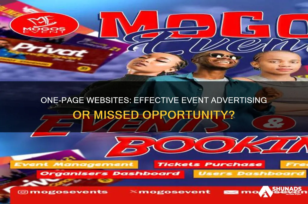 can you use a onepage website to advertise an event
