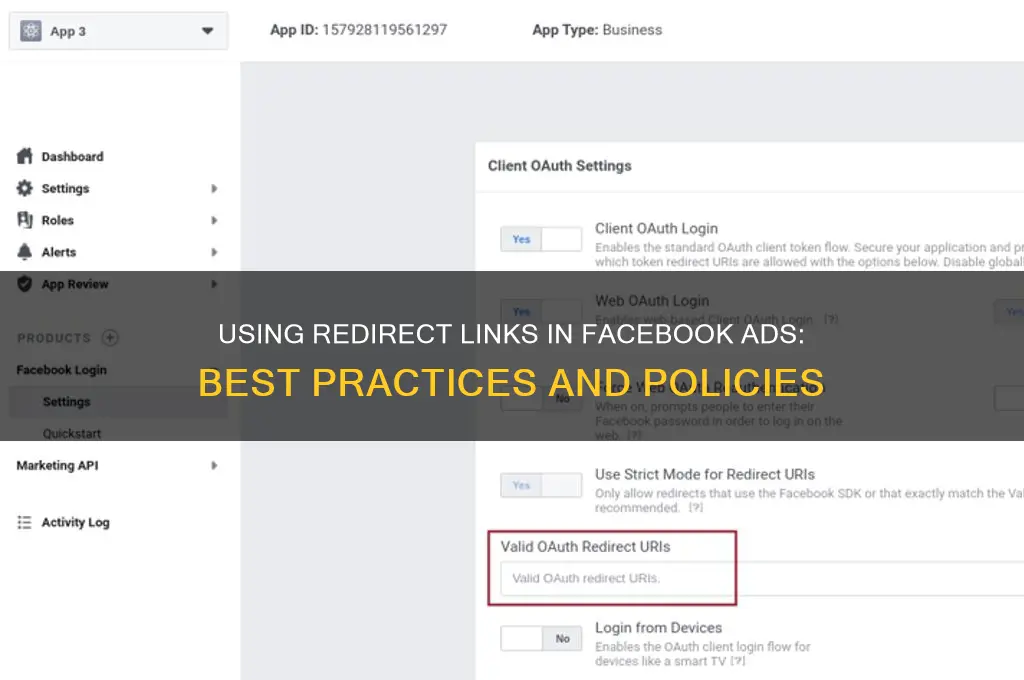 can you use redirect links on facebook advertising
