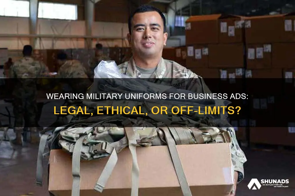 can you wear a military uniform to advertise a business