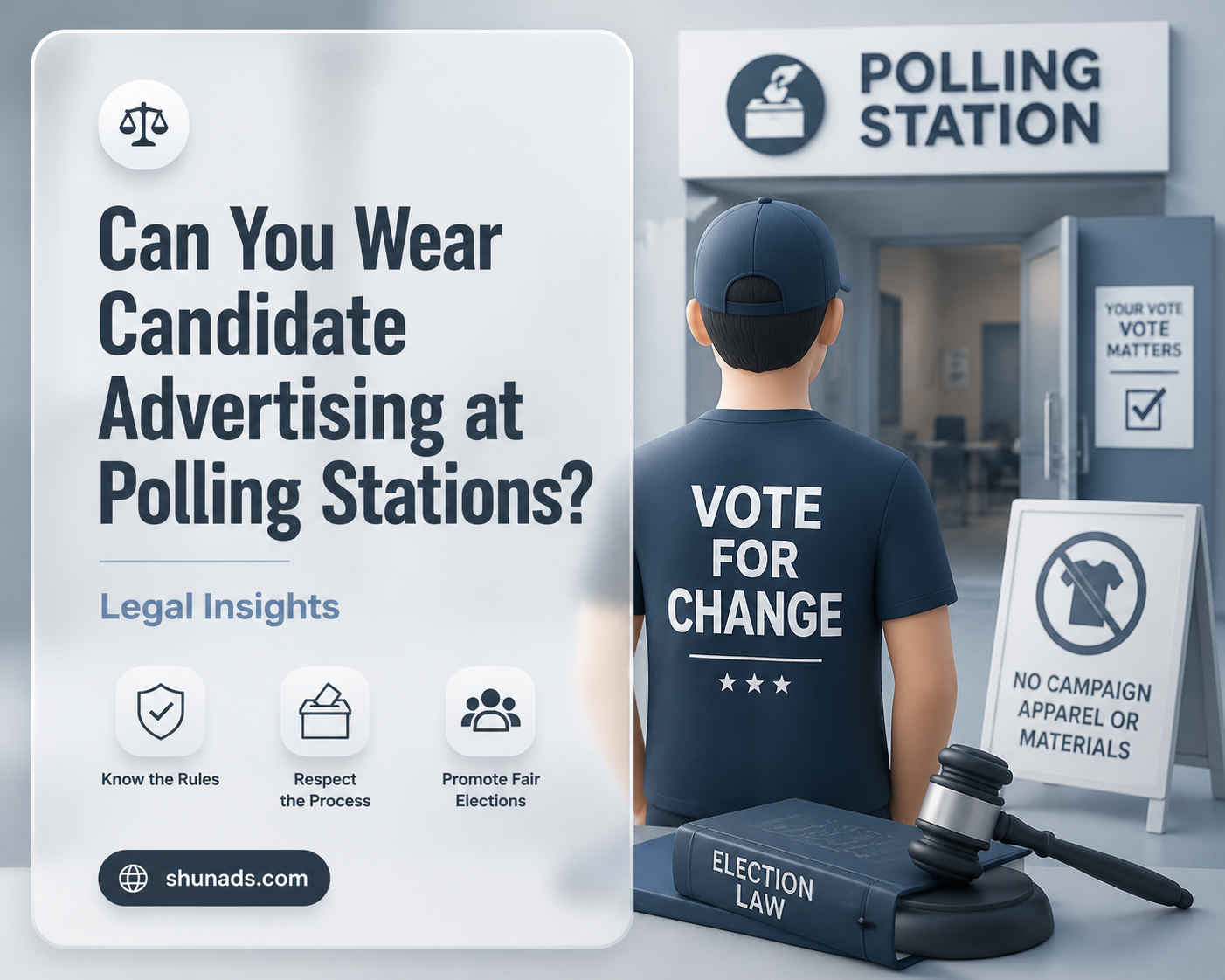 can i where candidate advertising at polling station