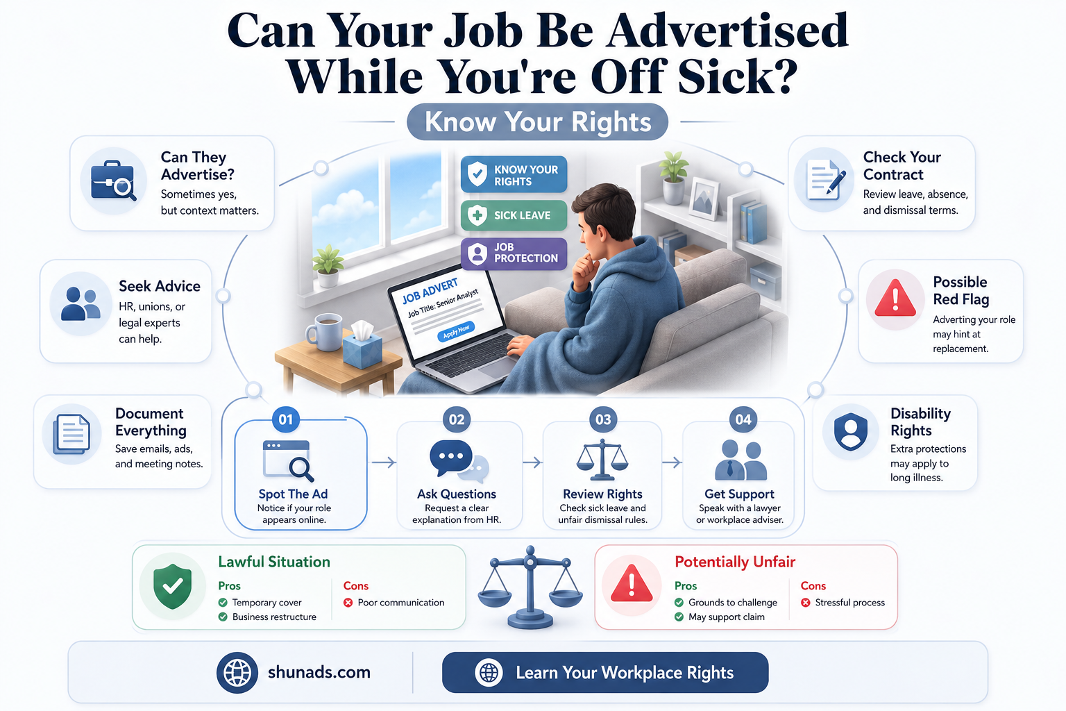 can my job be advertised if i am off sick
