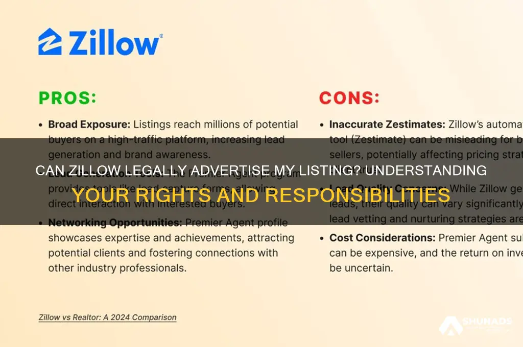 can zillow legally advertise my listing