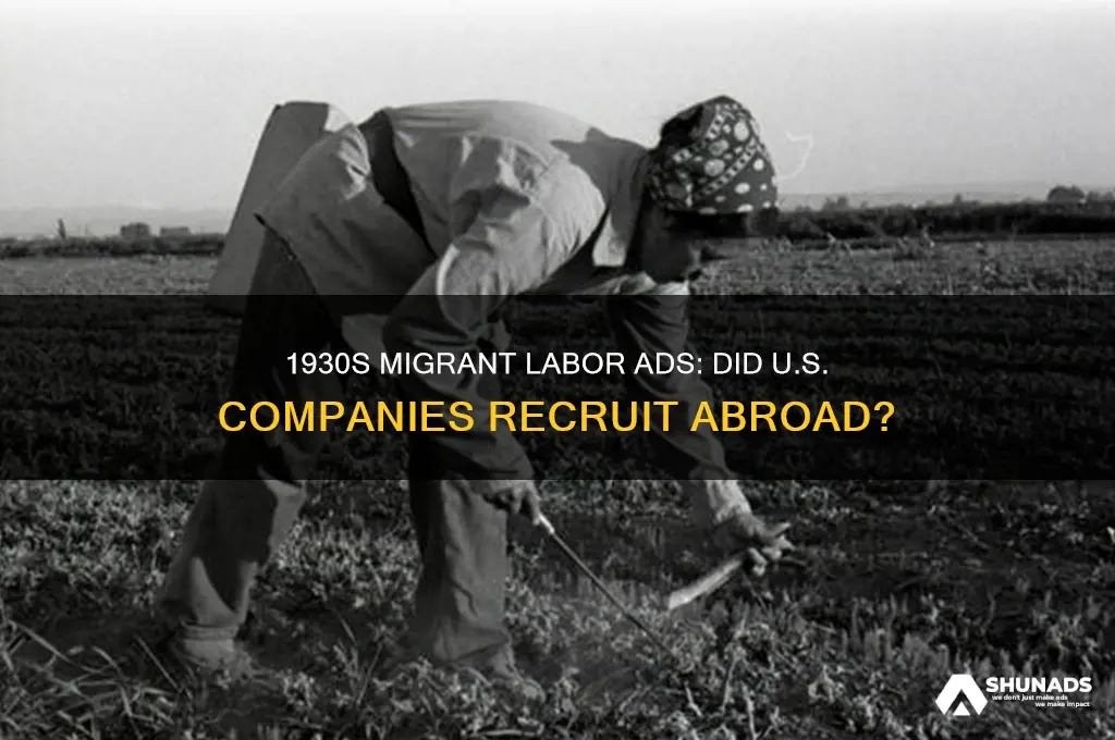 did us companies advertise for migrant workers in the 1930s