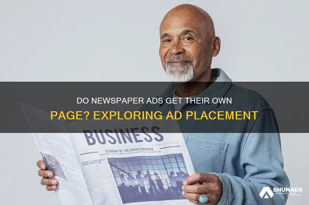 do advertisements in a newspaper get a separate page
