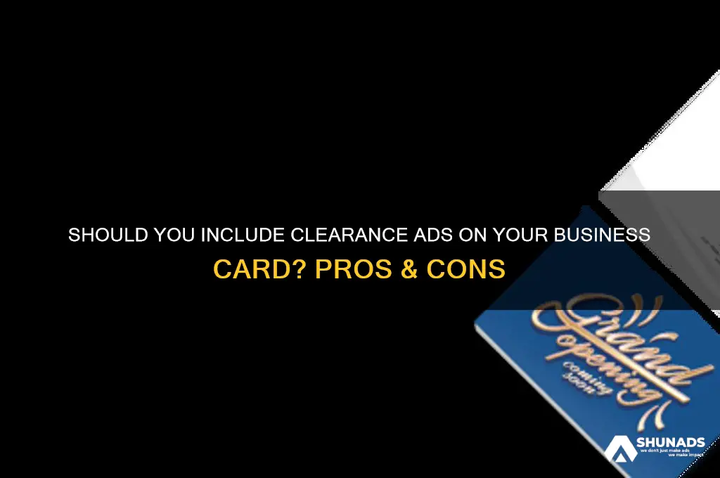 do i advertise clearance on business card