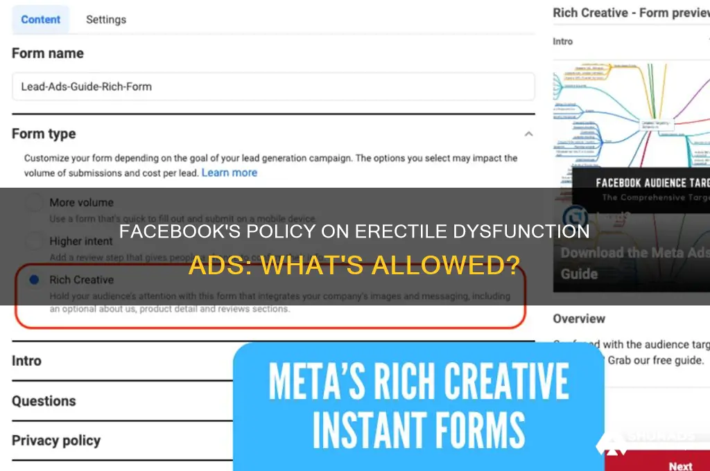 does facebook allow eretile dysfunction advertising