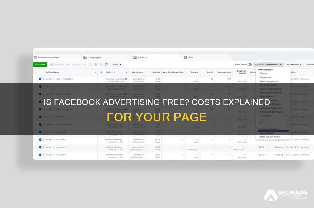 does it cost money to advertise your page on facebook