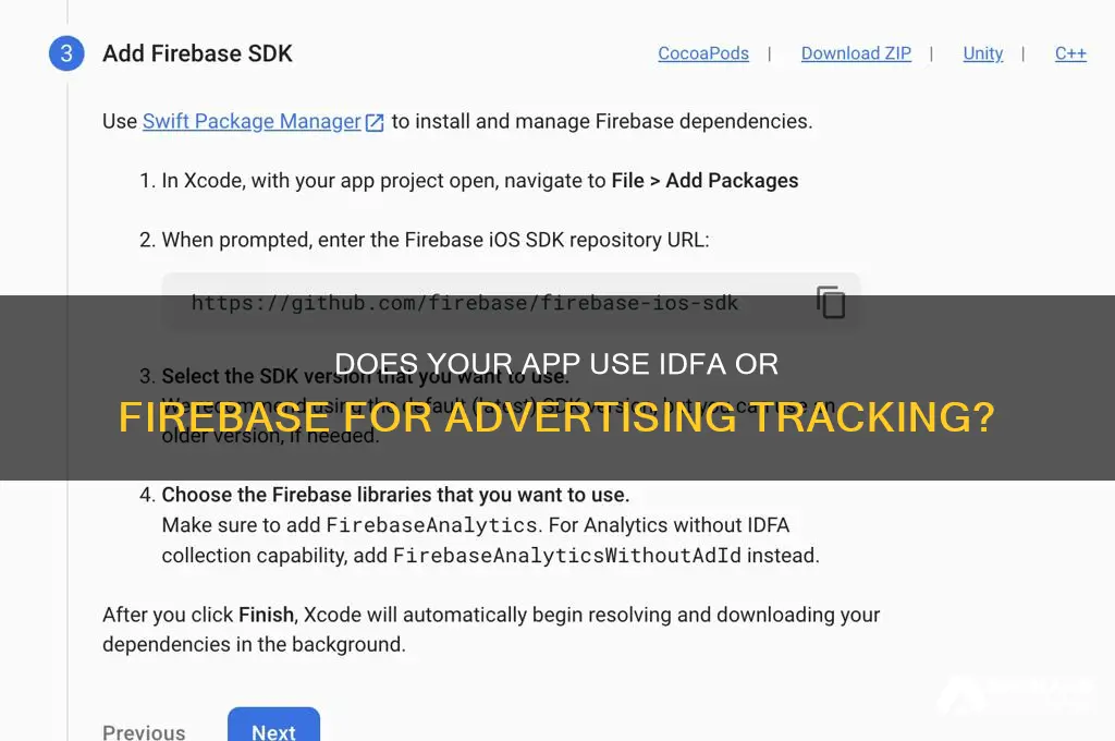 does this app use the advertising identifier idfa firebase